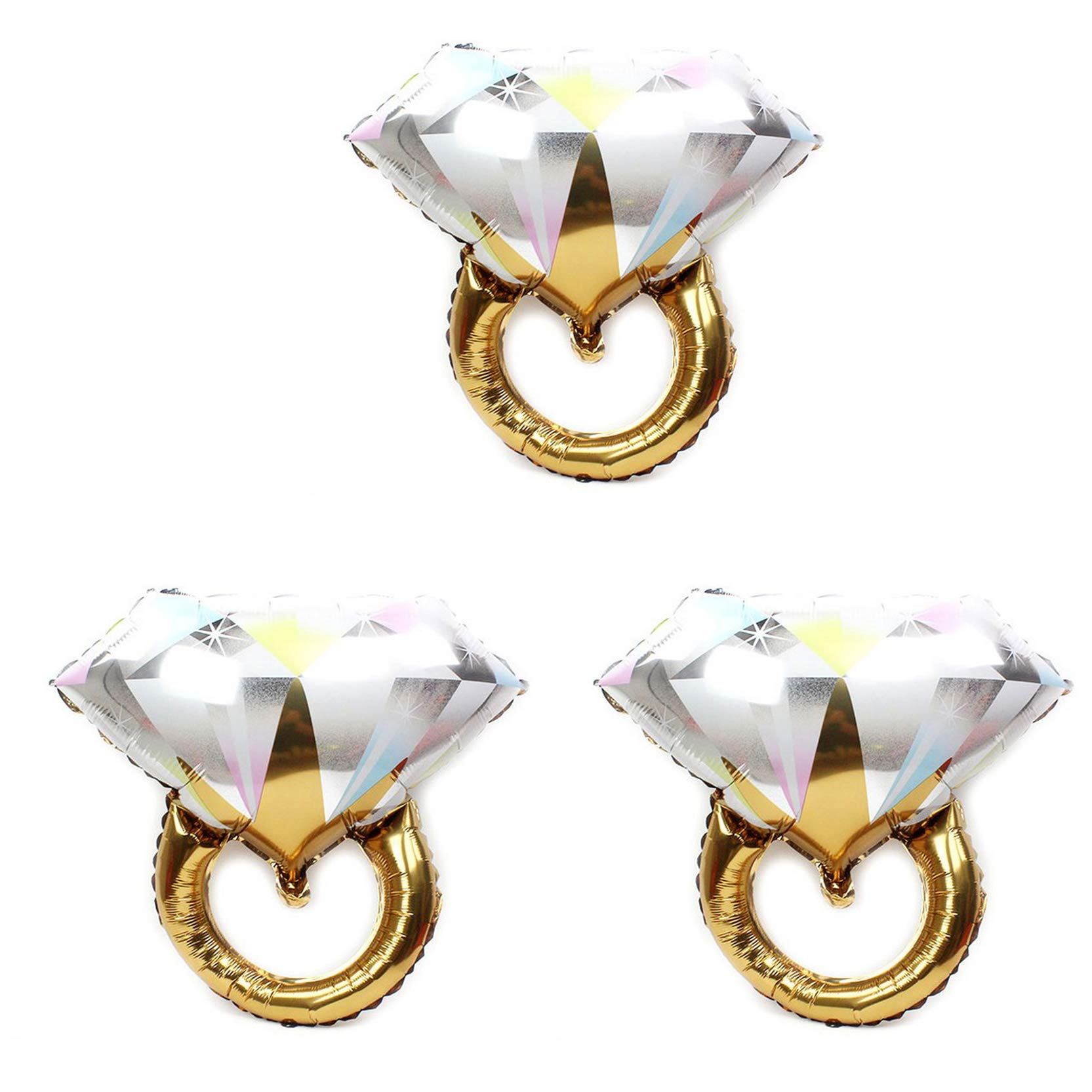 3Pcs Diamond Ring Foil Balloon Wedding Bridal Shower Anniversary Party Decoration