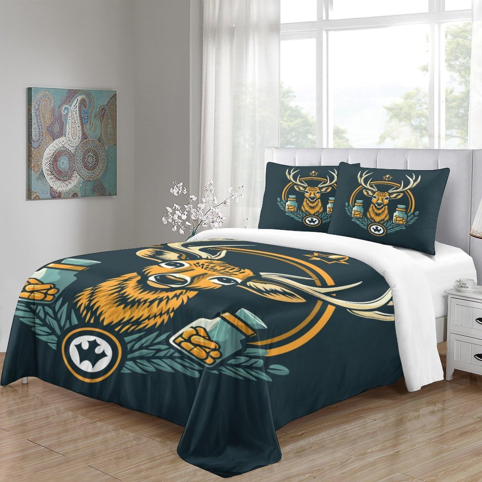 Stampato in 3D Pronipote tibetano Copertina Stampata Microfibra Disegnata Biancheria Da Letto Stile Morbido Set 3 Pezzi,Double（200x200cm）, Per Adolescenti E Adulti