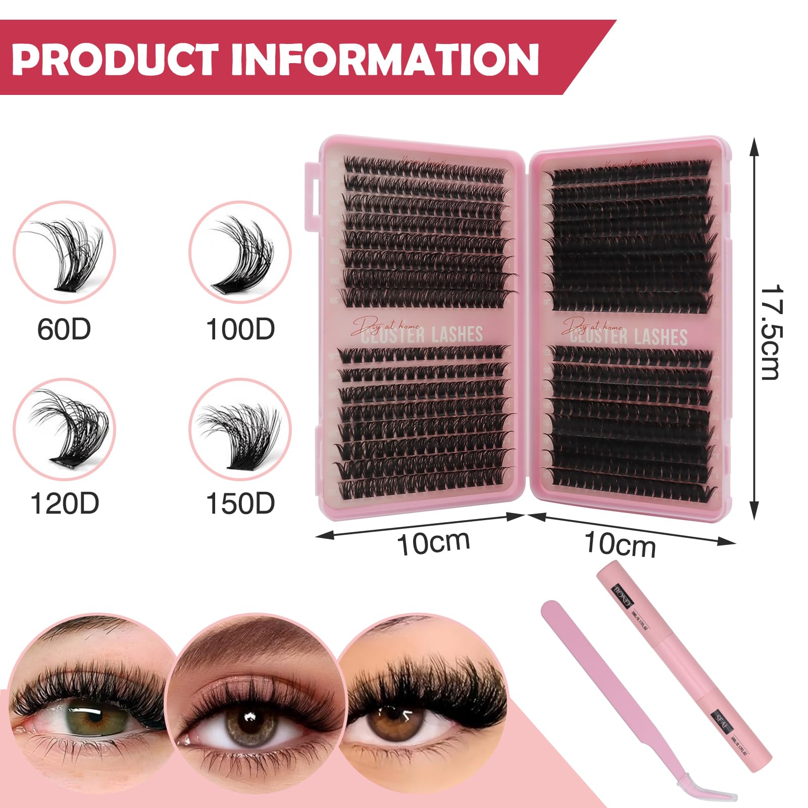 VEGCOO 560 Pezzi Ciglia Finte Ciuffetti Kit, 60-100-120-150D Curl Ciglia Finte Naturali Russian Eyelashes Extensions, Cluster Lashes per Ragazze e Donne (10-16mm Mix)