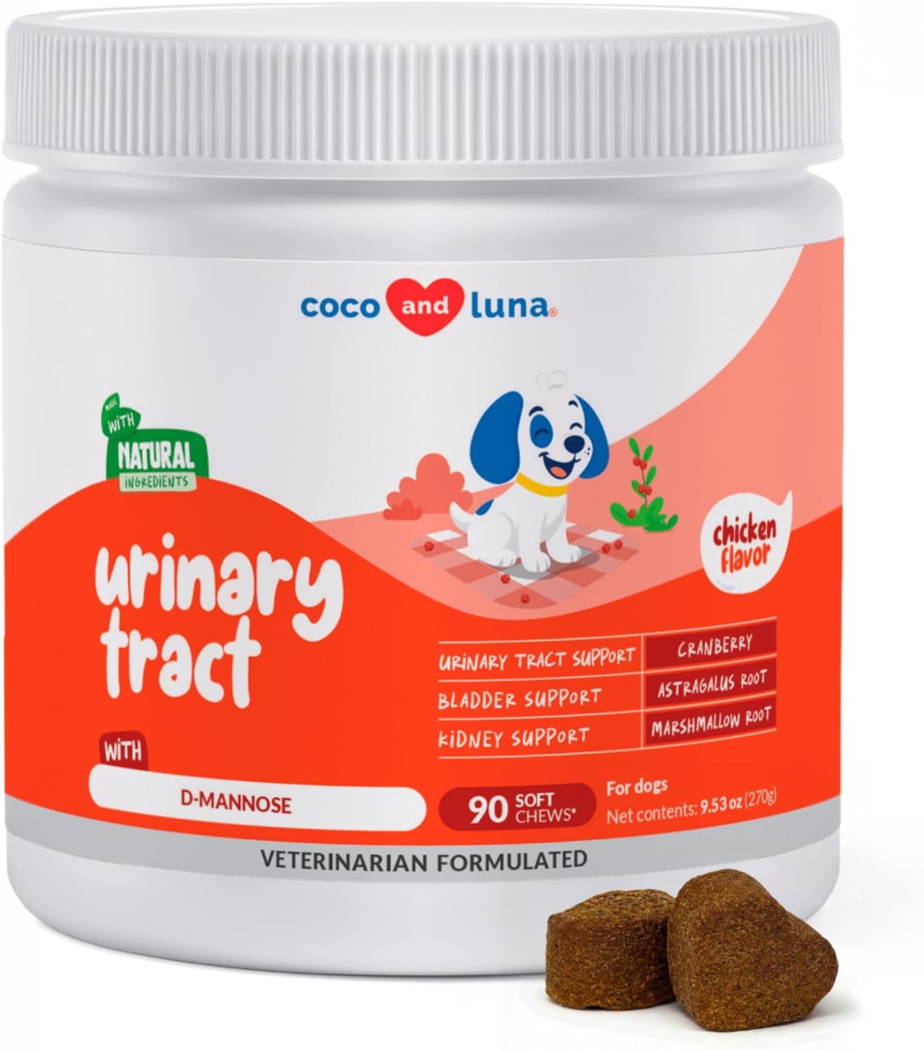 Cranberry for Dogs - 90 Soft Chews - Urinary Tract Support, Bladder Health, Dog UTI, Bladder Stones, Incontinence Support (Soft Chews)