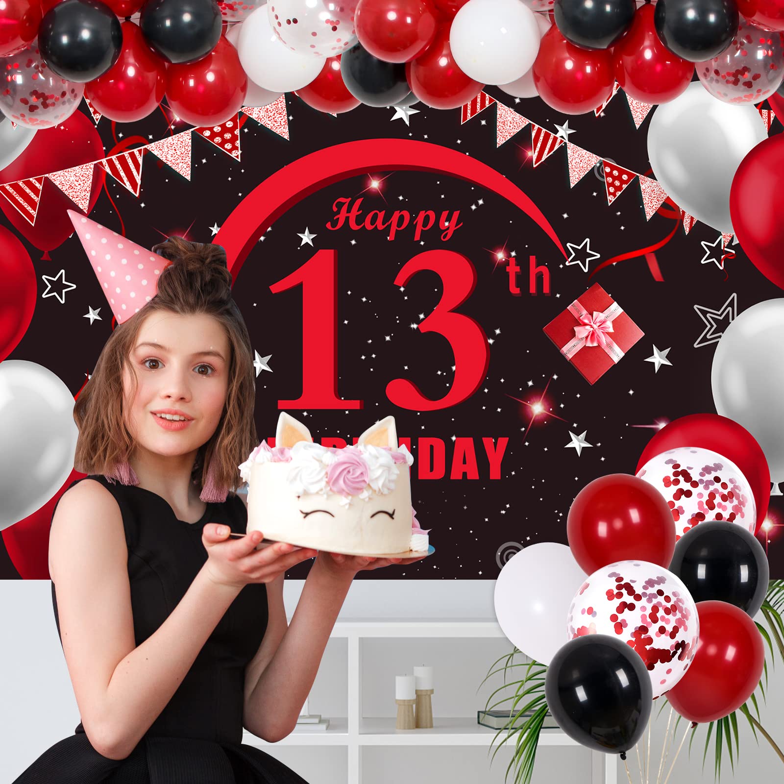 13th Birthday Decorations For Girls Boys Red Black, Australia | Ubuy
