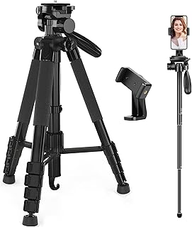 75" Camera Tripod, 2 in 1 Portable Lightweight Travel Tripod &Monopod with Carry Bag and Phone Holder, Compatible with DSLR SLR Cameras Cell Phone Spotting Scopes…