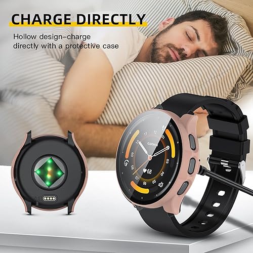 Miniatura 15 de Funda compatible con Garmin Venu 3S, protector de pantalla de policarbonato duro con vidrio templado, funda protectora completa para Garmin Venu 3S