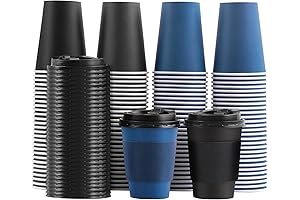 100 Pack Disposable Coffee Cups with Lids and Sleeves