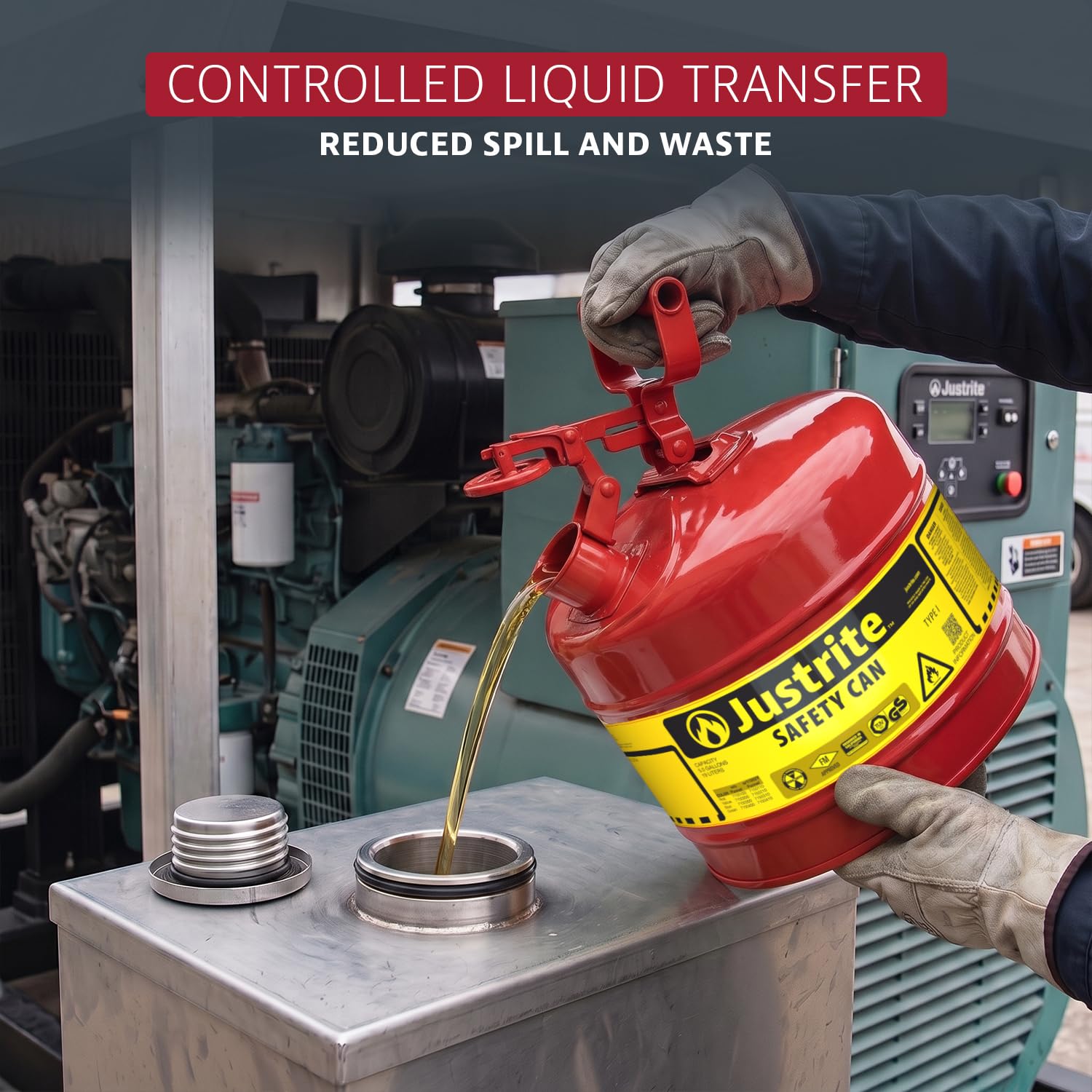 Justrite Safety Can - Red Gasoline Can -7