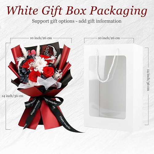 Miniatura 2 de YOFANUP Flores para entrega Prime, Ramo de flores preservadas, rosas rojas, ramo de rosas reales naturales que duran de 2 a 3 años, flores para ella