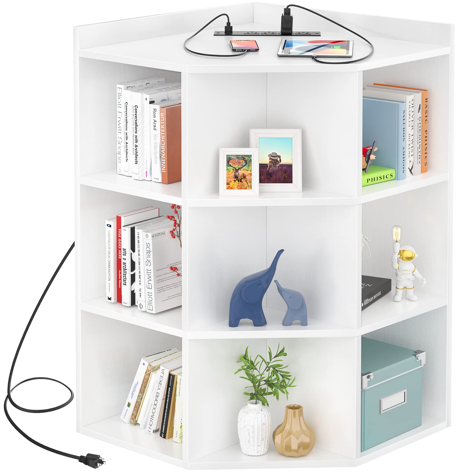 Buy Aheus Corner White Corner Storage with USB Ports and