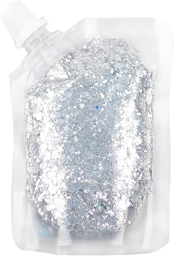 Miniatura 10 de GL-Turelifes Gel de purpurina corporal, fácil de aplicar y quitar, 1.7 fl oz, lentejuelas de sirena, purpurina gruesa para cuerpo, cara, cabello,