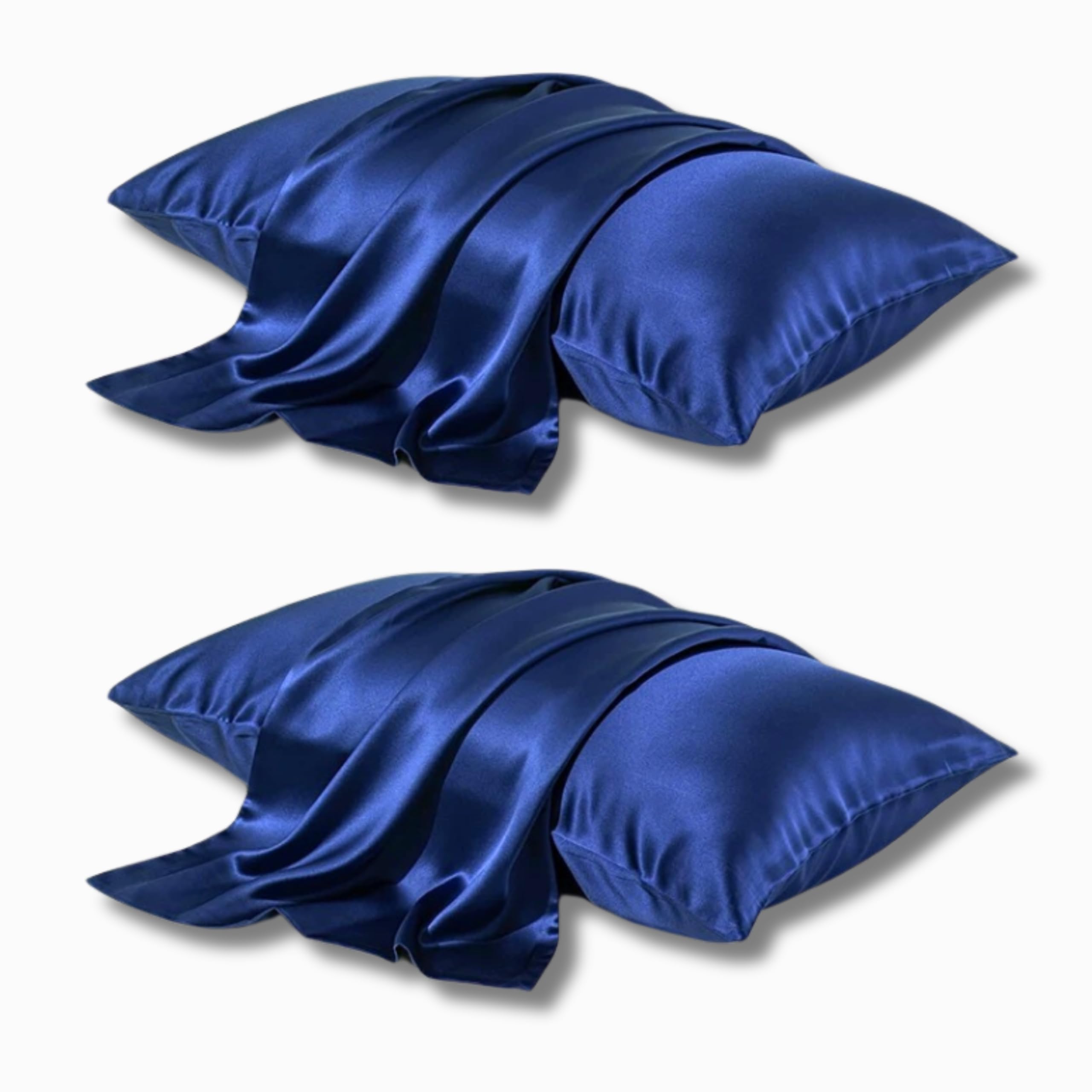 2PCS Mulberry Silk Pillowcase, Silk Pillowcases for Hair and Skin, Hypoallergenic Pillow Cases Soft Smooth Breathable Uk Standard Size 48 X 74 Cm (Navy) — image 1