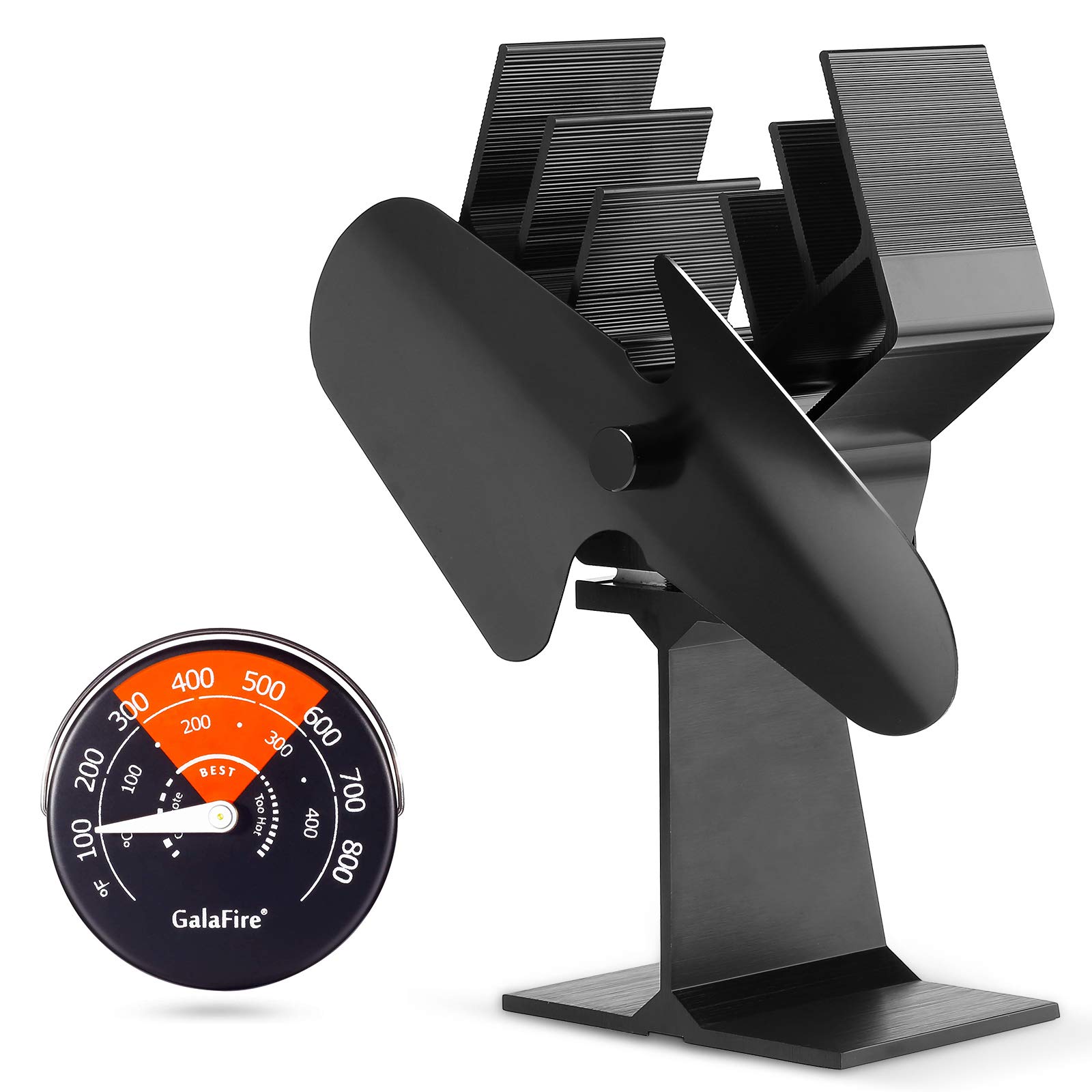 GALAFIRE Large Airflow Heat Powered Wood Stove Fan + Magnetic Thermometer,  122°F Start Non Electric Eco Fireplace Fan for Gas/Pellet/Log/Wood Burning  Stoves, Silent Operation, 2-Years, V266, Black : Home u0026 Kitchen - Amazon.com