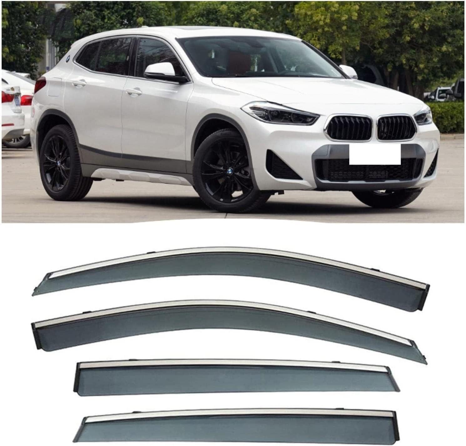 4-częściowe deflektory wiatru do BMW X2 2018-2022, poprawiają komfort jazdy, utrzymują wentylację samochodu w deszczu
