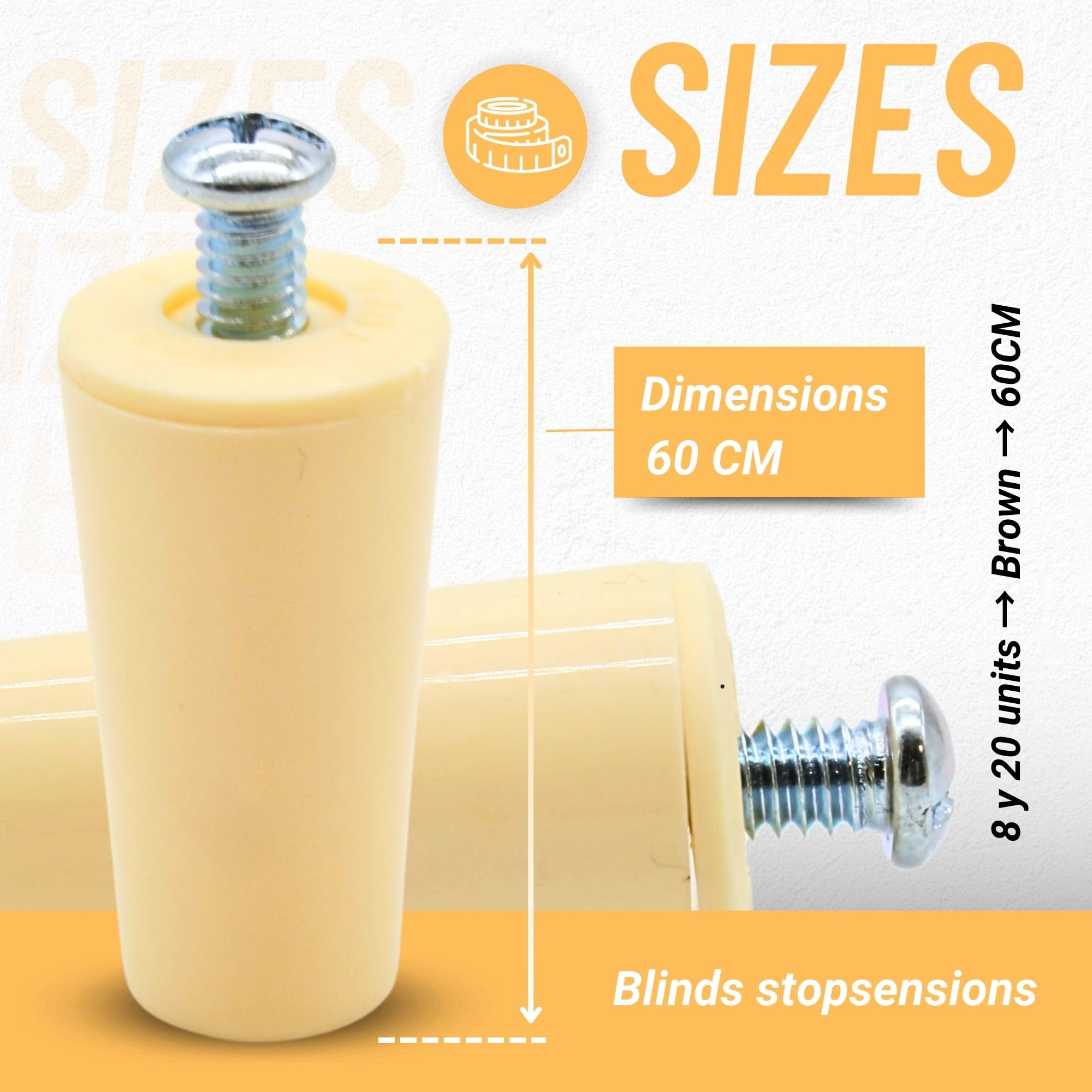 DOJA Barcelona Roller Shutter Stopper, Pack 20 Ivory, PVC 60mm, Plastic Shutter Stoppers, Replacement Roller Blind Stops - Image 4