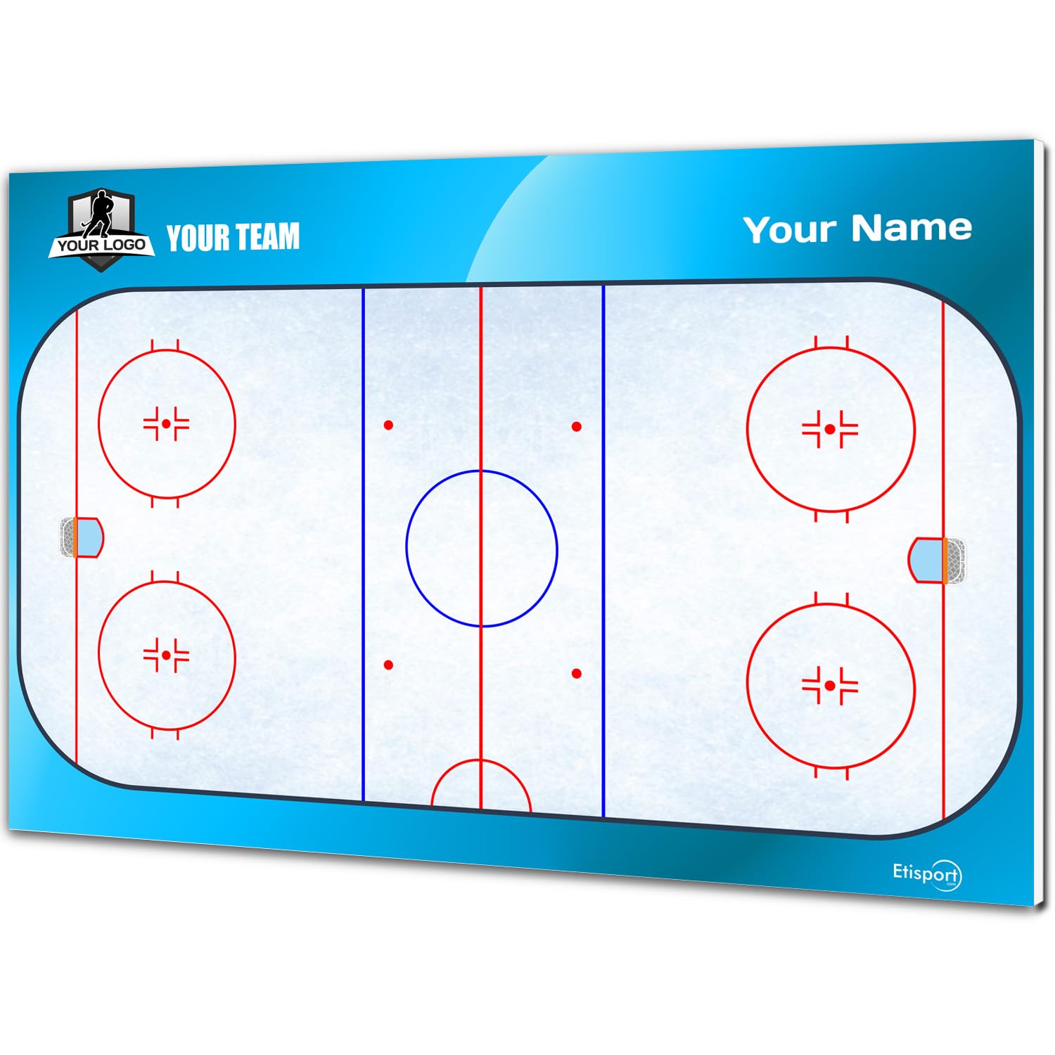 Pizarra táctica Hockey Hielo Entrenador Personalizada con Nombre y Escudo Club Tablero borrado seco