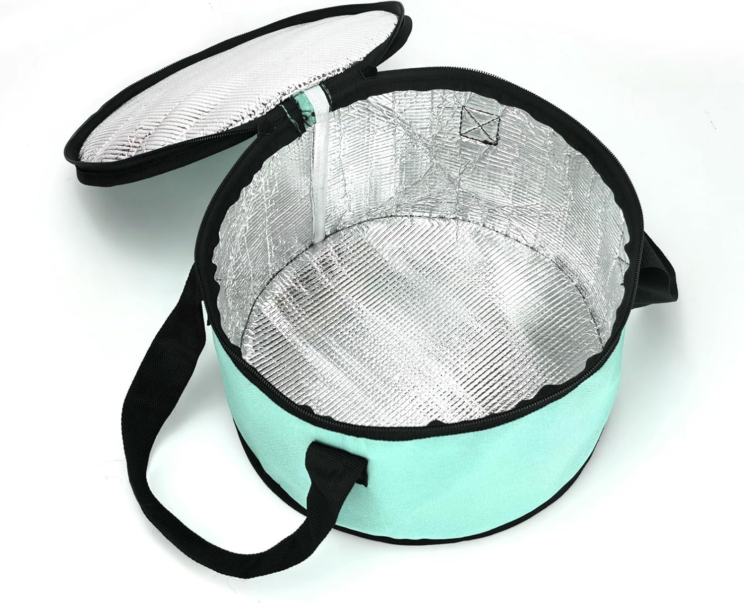 Insulated Cooler Pie Carrier Round Thermal Casserole Carrier,Polyester Fabric Cooler Lunch Bag for Hot or Cold Food transport,Large Size (Teal color, Diameter 11 inches)