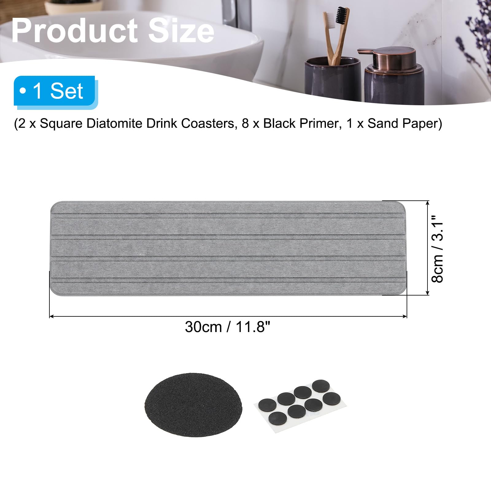 PATIKIL Square Water Absorbent Diatomite Coasters 11.8x3.1inch - Image 2