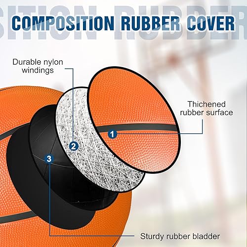 Miniatura 4 de Libima Juego de 12 pelotas de baloncesto de goma de Navidad, tamaño oficial a granel con inflador, bolas de calle multicolor, juego de bolas de