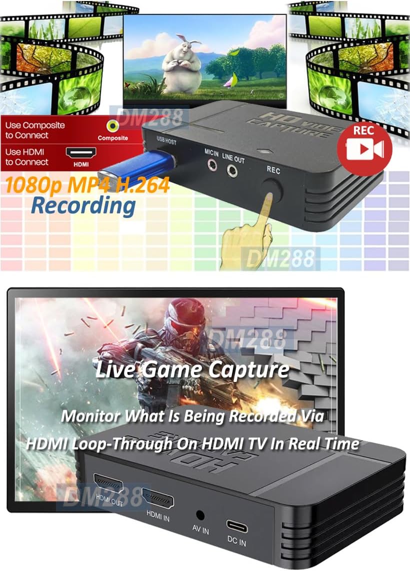 Premium HD MP4 Video Recorder with HD RCA AV Input USB Input