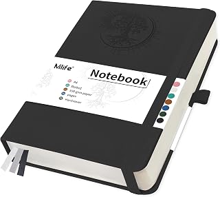 Mlife Notatnik A4 W Kropki Z Motywem Drzewa Życia, 360 Stron, Papier W Kropki 100 G/M2, Okładka Z Poliuretanu, Gumka, Uc