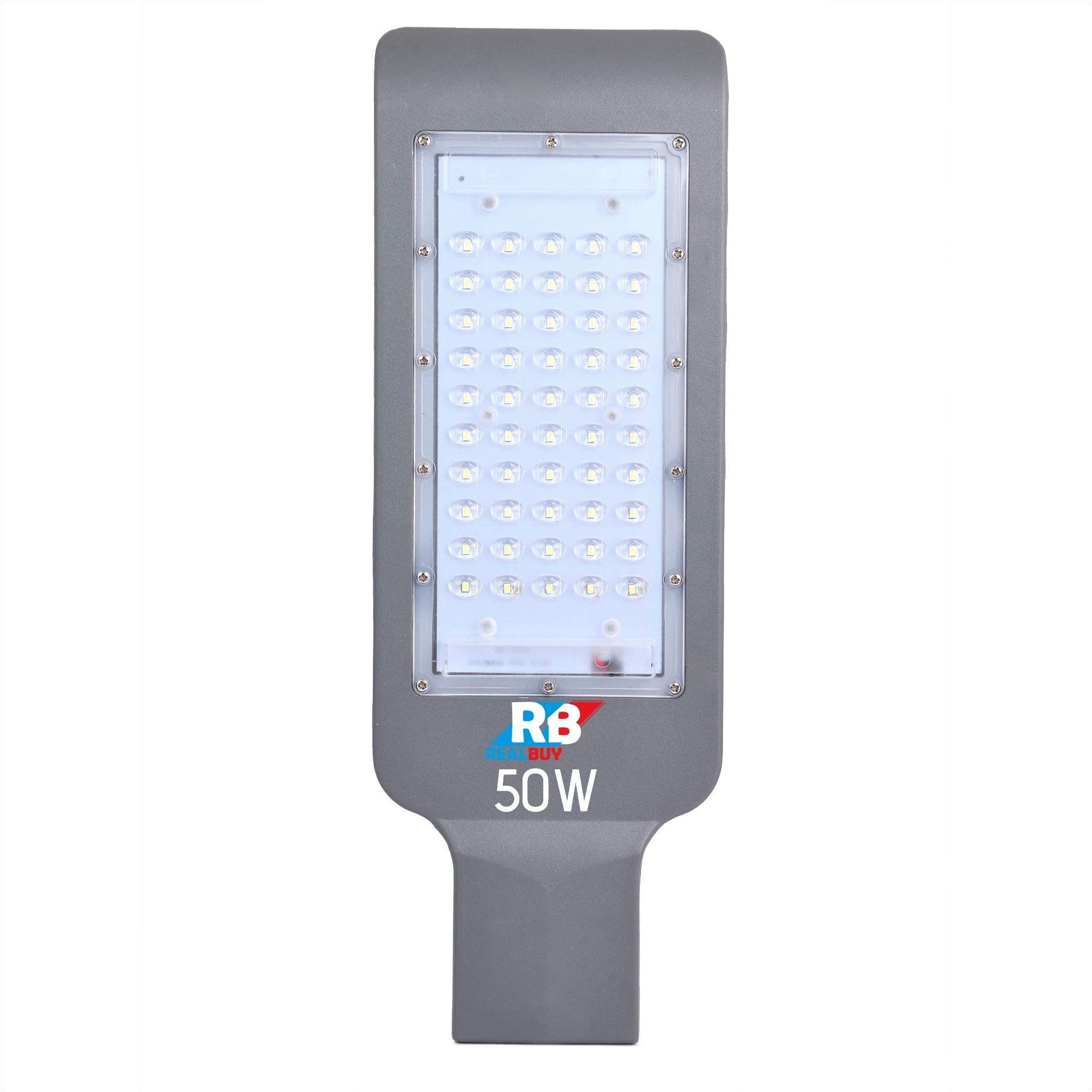 RealBuy FOS IP65 Water-Proof 50W, 5000 Lumens Cool White 6500k LED Street Light with in-Built Voltage Surge Protection 4.5 KVa