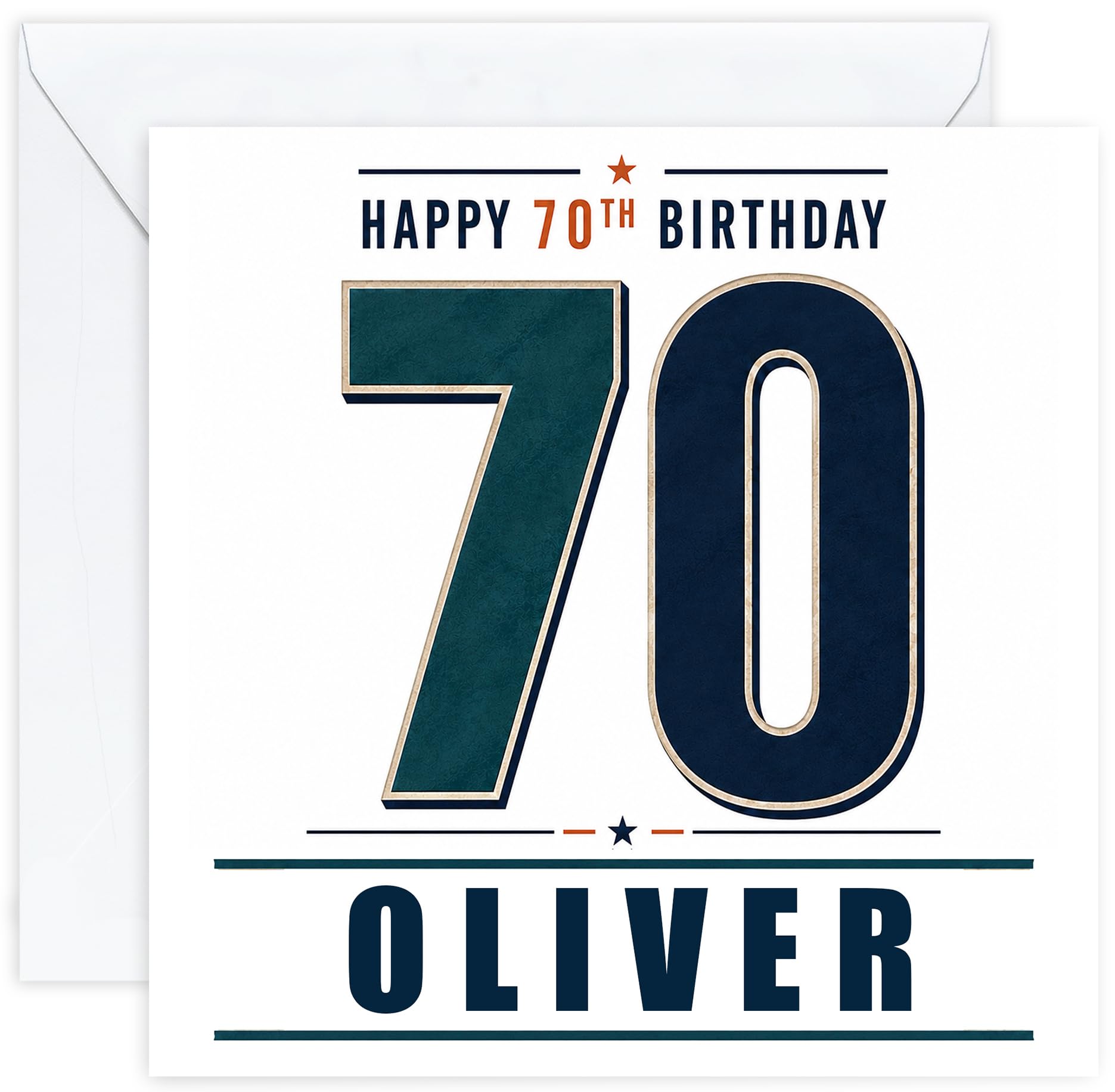 Personalised 70th Birthday Card for Him | Seventieth Birthday Card for 70 Year Old Men | Husband Dad Grandad Brother Friend | Male Birthday Card with Name (Design 10)