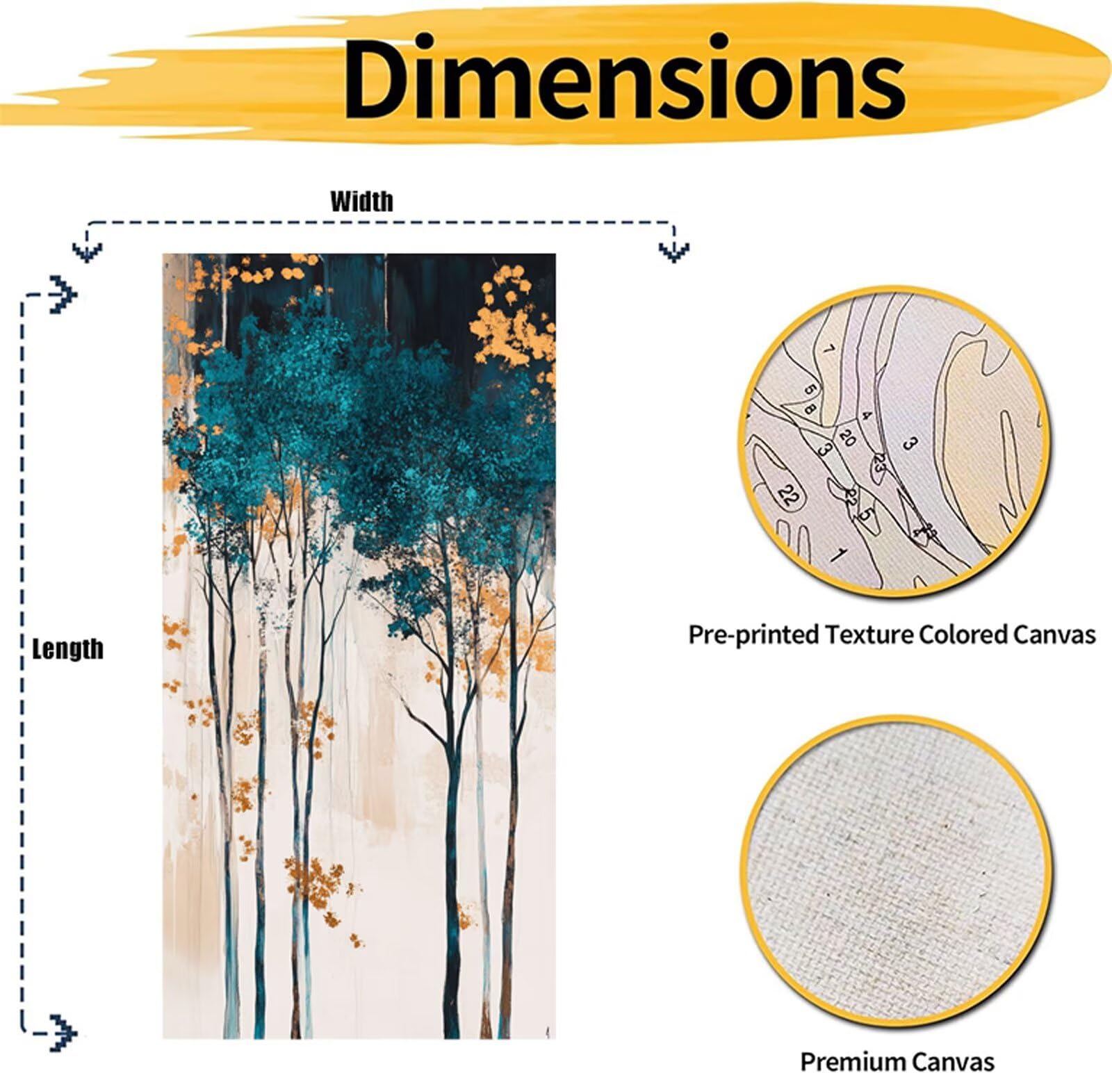 Astratto Dipingere con i Numeri Albero Dipingere con i Numeri Adulti con Telaio 100x200cm,DIY Olio Painting by Numbers Kit,Vernice Acrilica Pennelli Decora la Casa Ragazze Principianti Regalo LE-1409