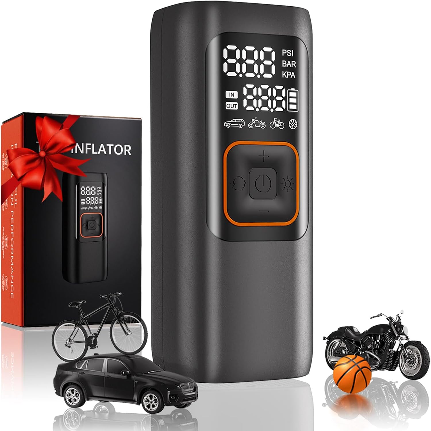 Tire Inflator Portable Air Compressor, 200PSI Digital Tire Pump, Cordless Air Pump for Car Tires, Auto Shutoff, LED Light, Electric Air Compressor for Cars, SUV, Motorcycles, Bikes, Gifts for Men
