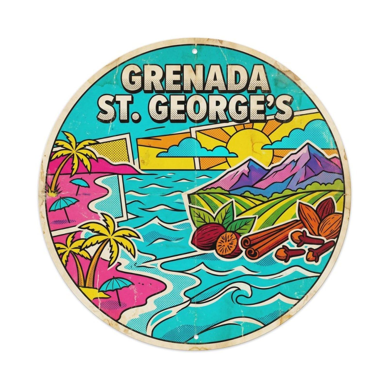 Grenada Saint George Caribbean Island Bold Color Metal Tin Sign