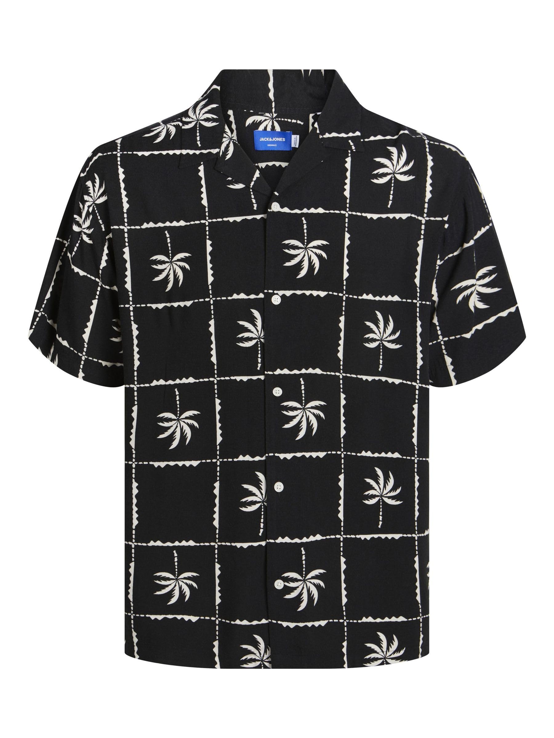 JACK & JONES Jorluke Ocean Resort Shirt SS, Black, M