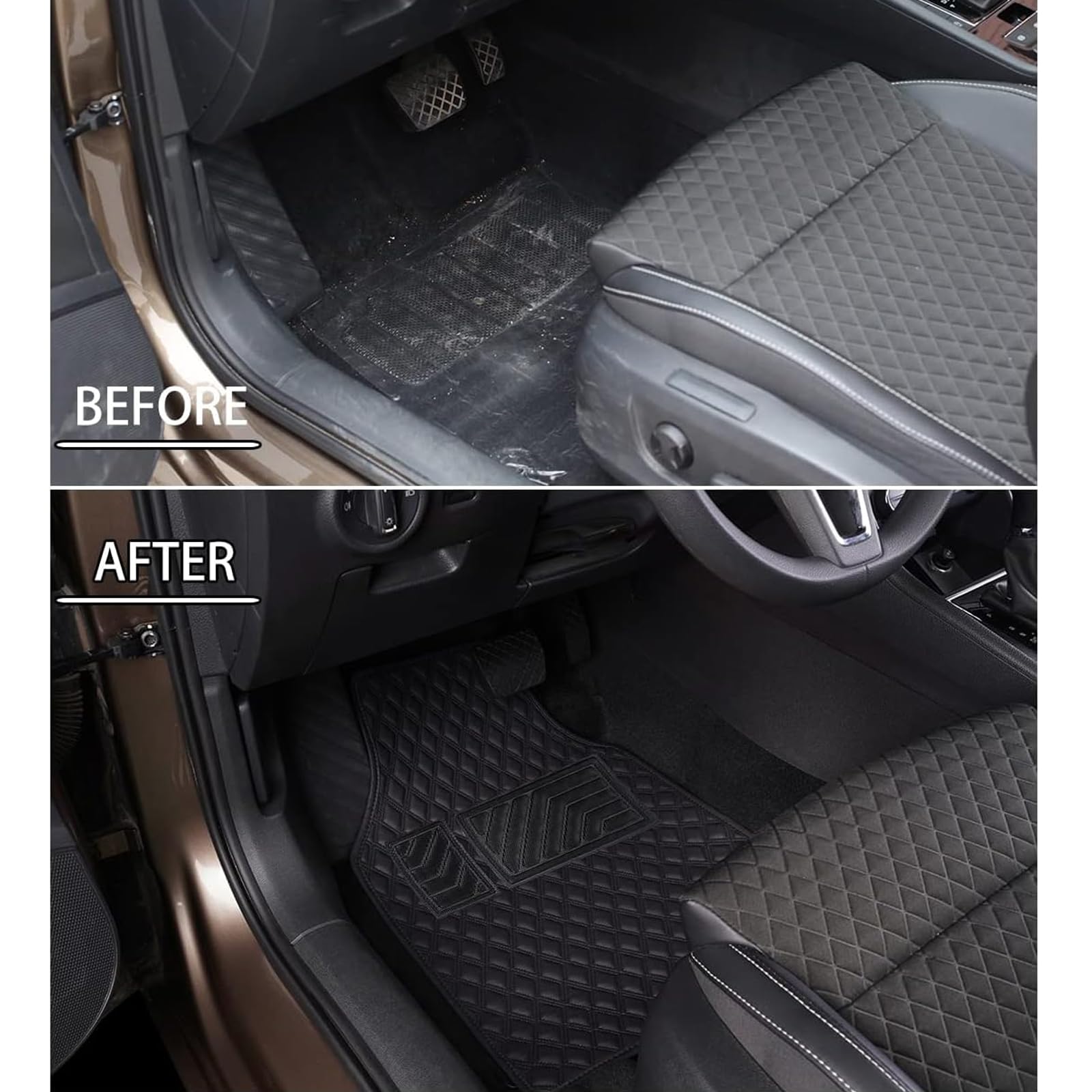 Tapis Sol Cuir Voiture pour Toyota Yaris Cross/Hybrid 2020-2025, 4 Pièces Résistant Imperméable Anti-Dérapants Moquettes, sur Mesure Avant ArrièRe Tous Temps Accessoires,A/Black