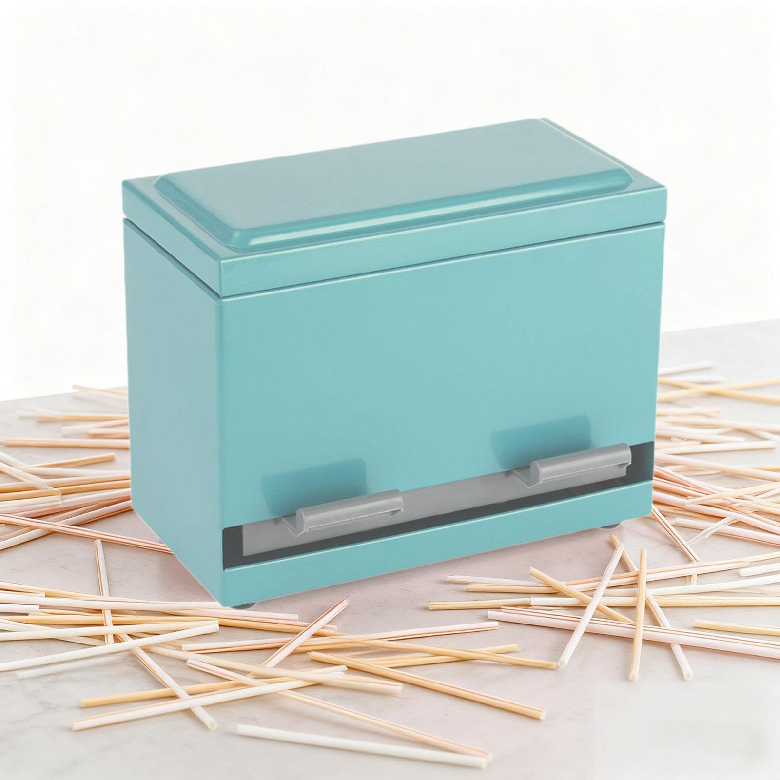 Strohhalmspender, Aufbewahrungsbox mit Deckel, Arbeitsplatte, Bleistifthalter, für Klassenzimmer, Restaurant, Zuhause, GrÜn
