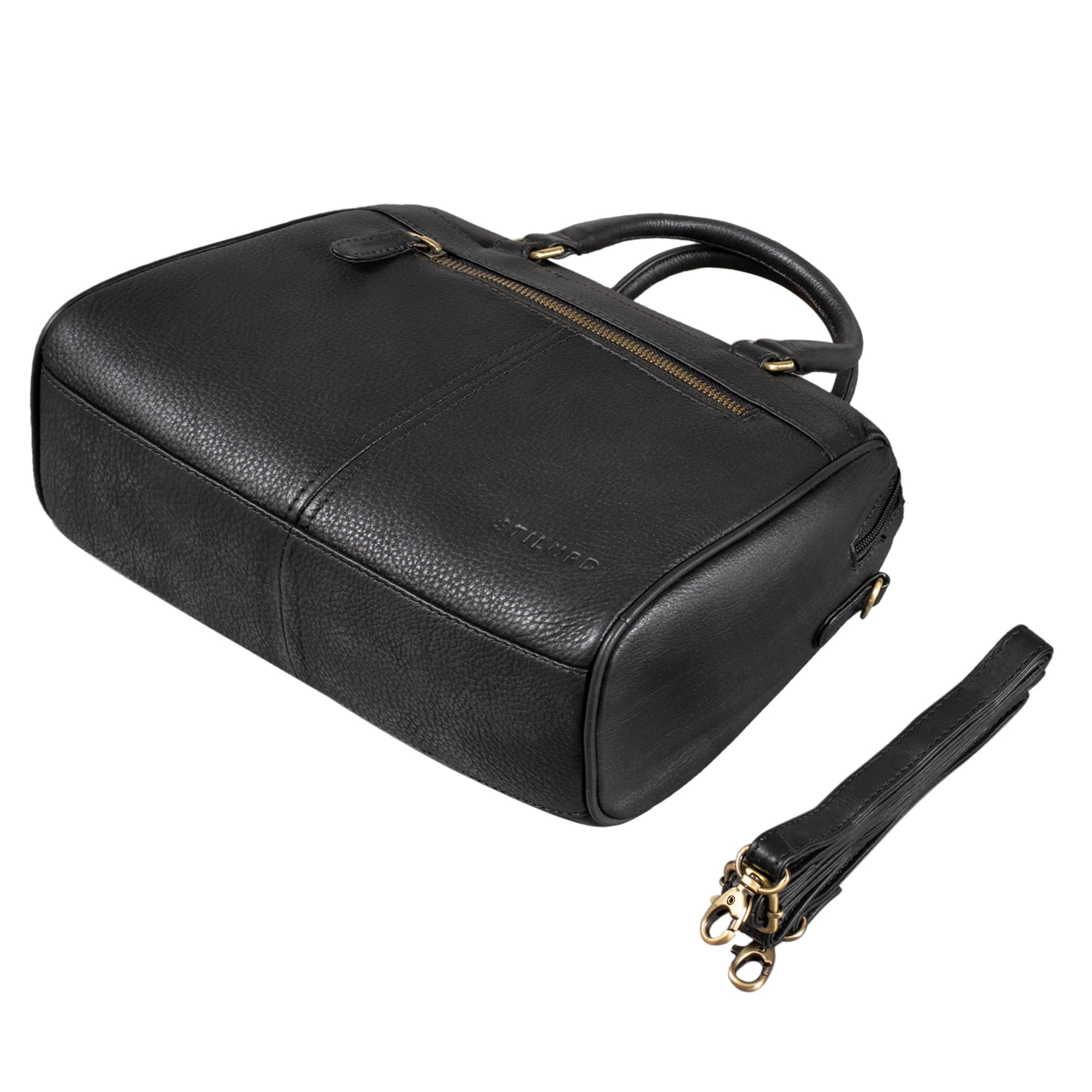 STILORD Cassandra Leder Handtasche Damen Fashion-Tasche Ledertasche Henkeltasche Umhängetasche und Schultertasche Echtleder Farbe:schwarz