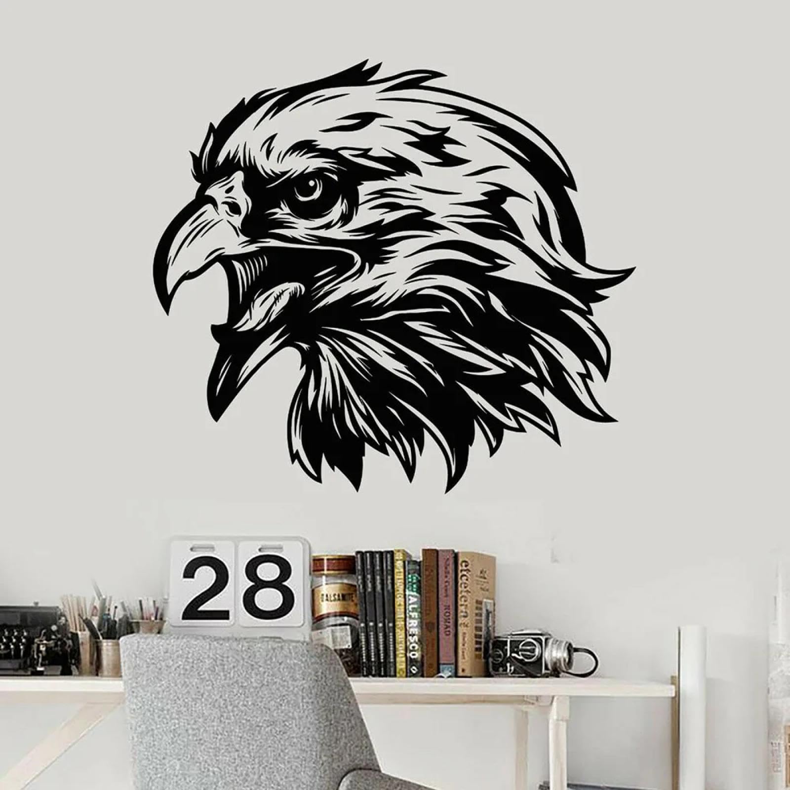 WEIMEIJIE Animal Vinyl wall Decals, Bird Bald Tribe Window Symbol Eagle Head Stickers, Home Bedroom Art Decals