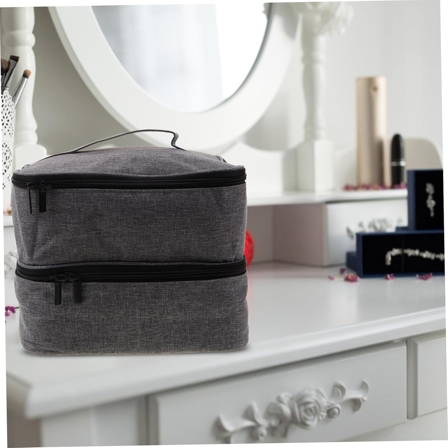 MERRYHAPY Double Layer Lipstick Nail Polish Storage Bag Organizer for Essential Oils Makeup Products Travel Essential Oil Carrying Box