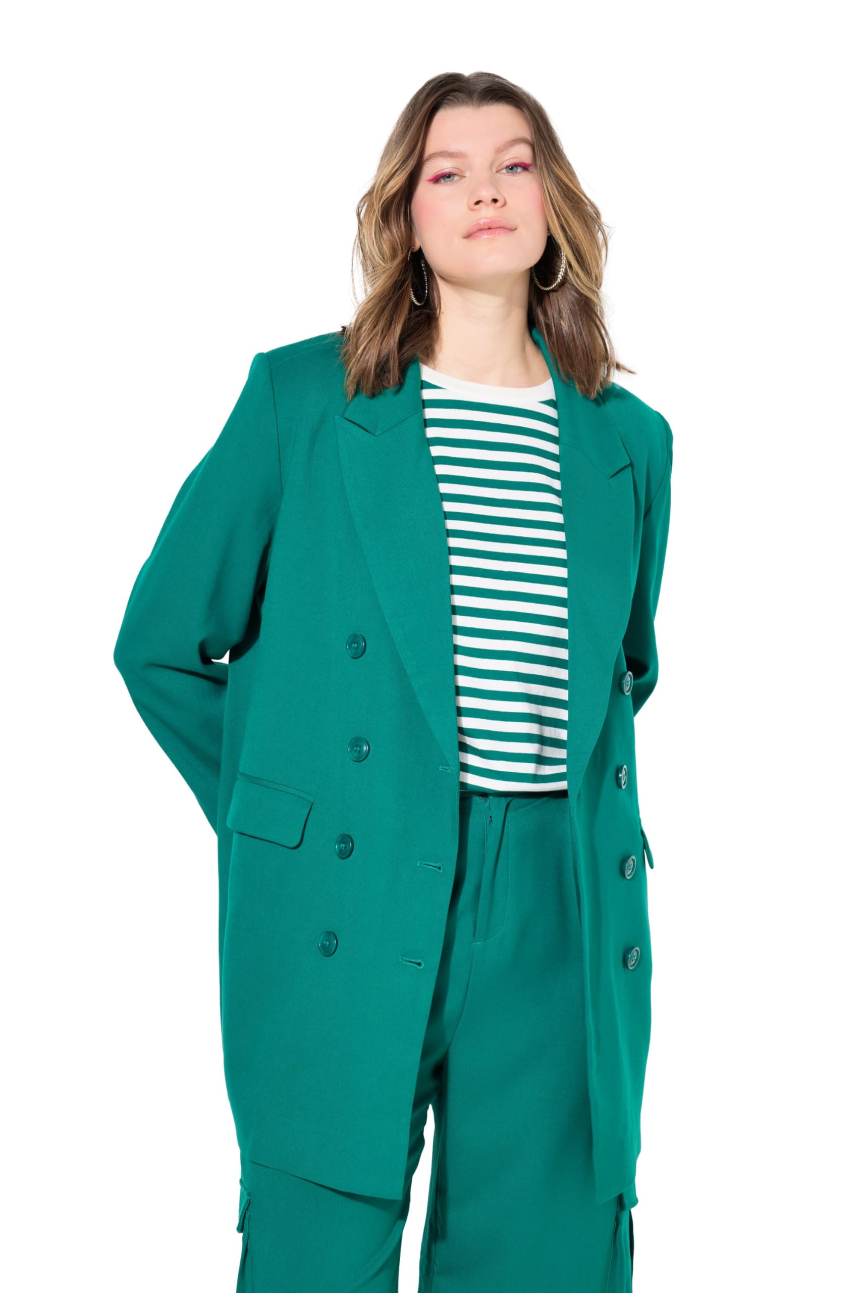 Studio Untold Damen große Größen Übergrößen Plus Size Blazer, Straight Fit, doppelreihig, Revers, Langarm 838736