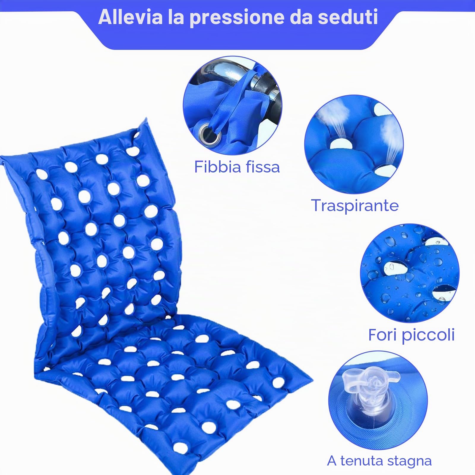 MESINURS Bedridden - Cuscino gonfiabile per sedia a rotelle, con schienale intero, per disabili anziani e disabili (A)