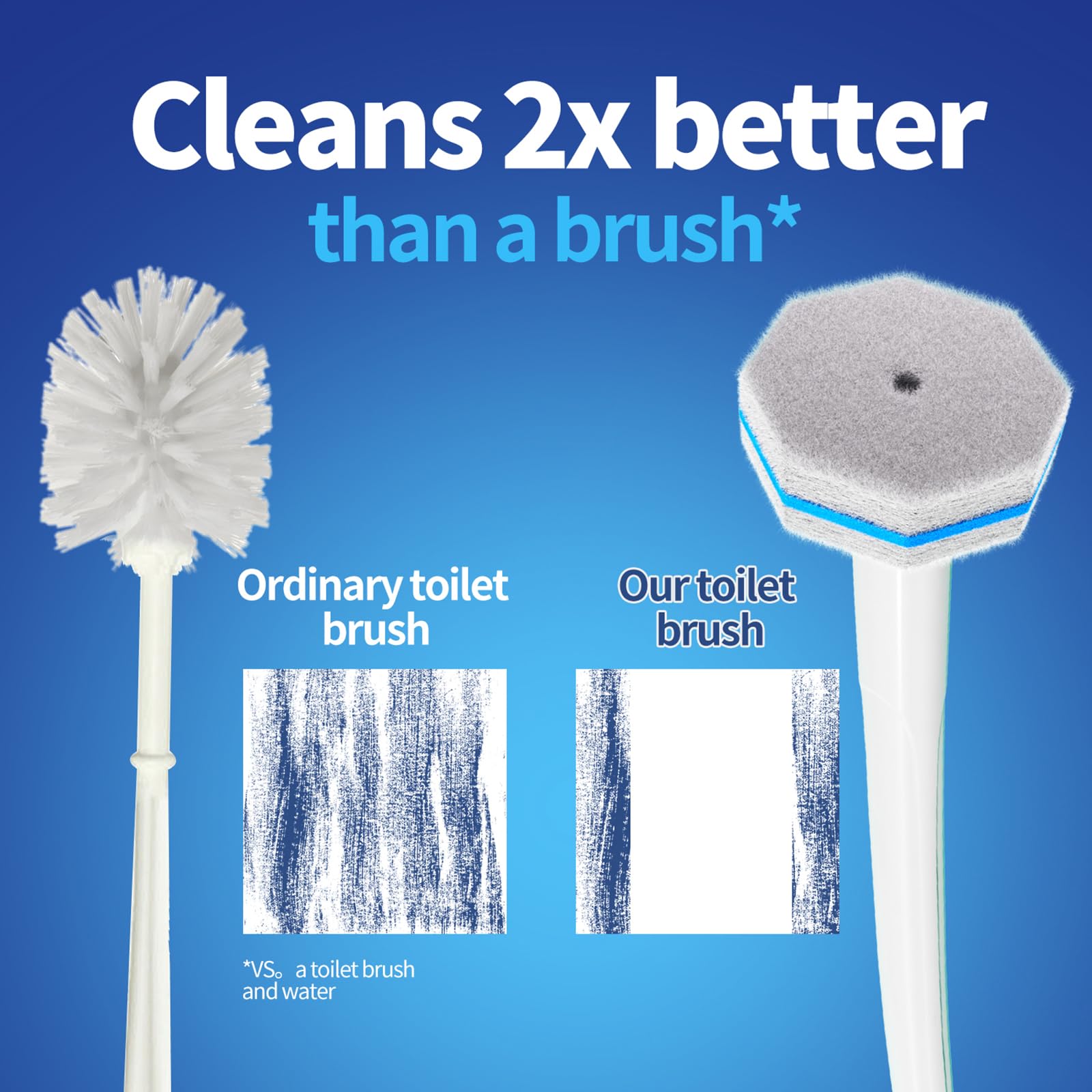 Hohoky Einweg-Toilettenbürsten-Reinigungssystem, Zwei Sets von Stäben und 60p Nachfüllpads, Ersatzköpfe, Wandmontage, Toliet-Stick-Stab-Starter-Set, Badezimmer-Wartung, WC-Schüssel-Reiniger-Halter