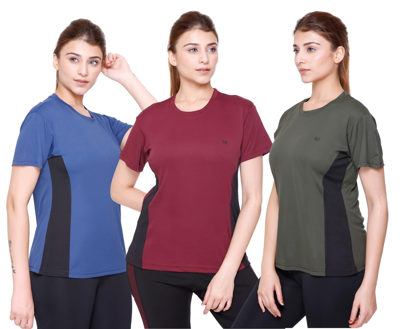 White Moon Women's Dry Fit Polyester Round Neck Half Sleeve T-Shirt Pack of 3 | Gym T-Shirt | Sports T-Shirt | Dry Fit T-Shirt for Women | Gym Wear for Women | Gym Workout-picture-14