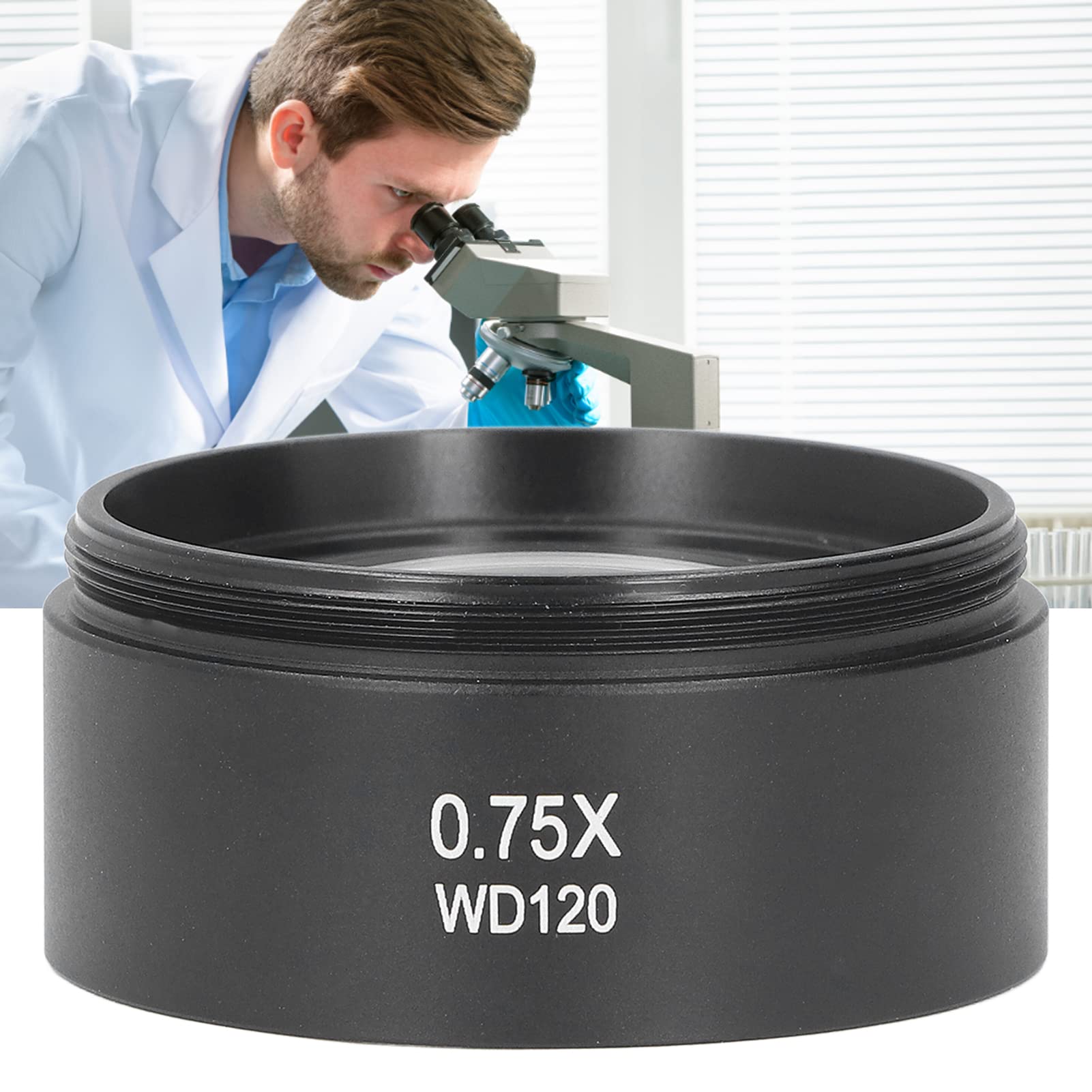 YWBL-WH Lente Barlow para Microscopio 0,75X, Interfaz M48, Distancia de Trabajo de 120mm con Revestimiento Antirreflectante FMC para Microscopios Estéreo