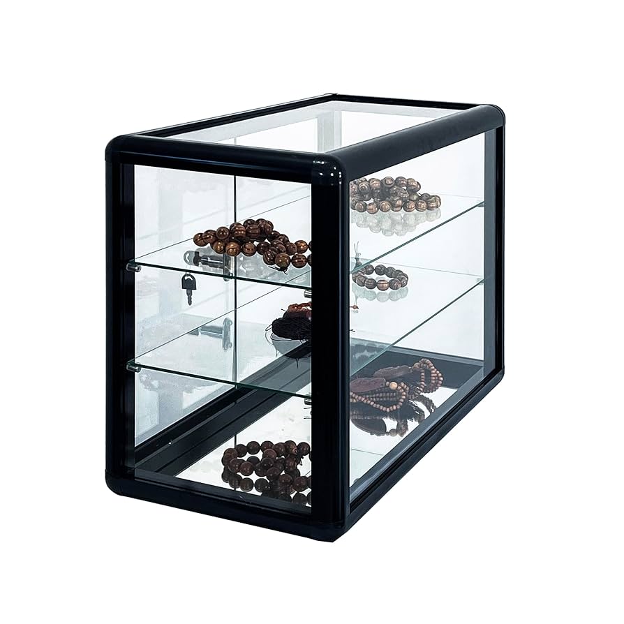 a.depeche のcadeal slide glass cabinet Silver 24 in x 18 in Glass adorn Jewelry Box, 3layers with
