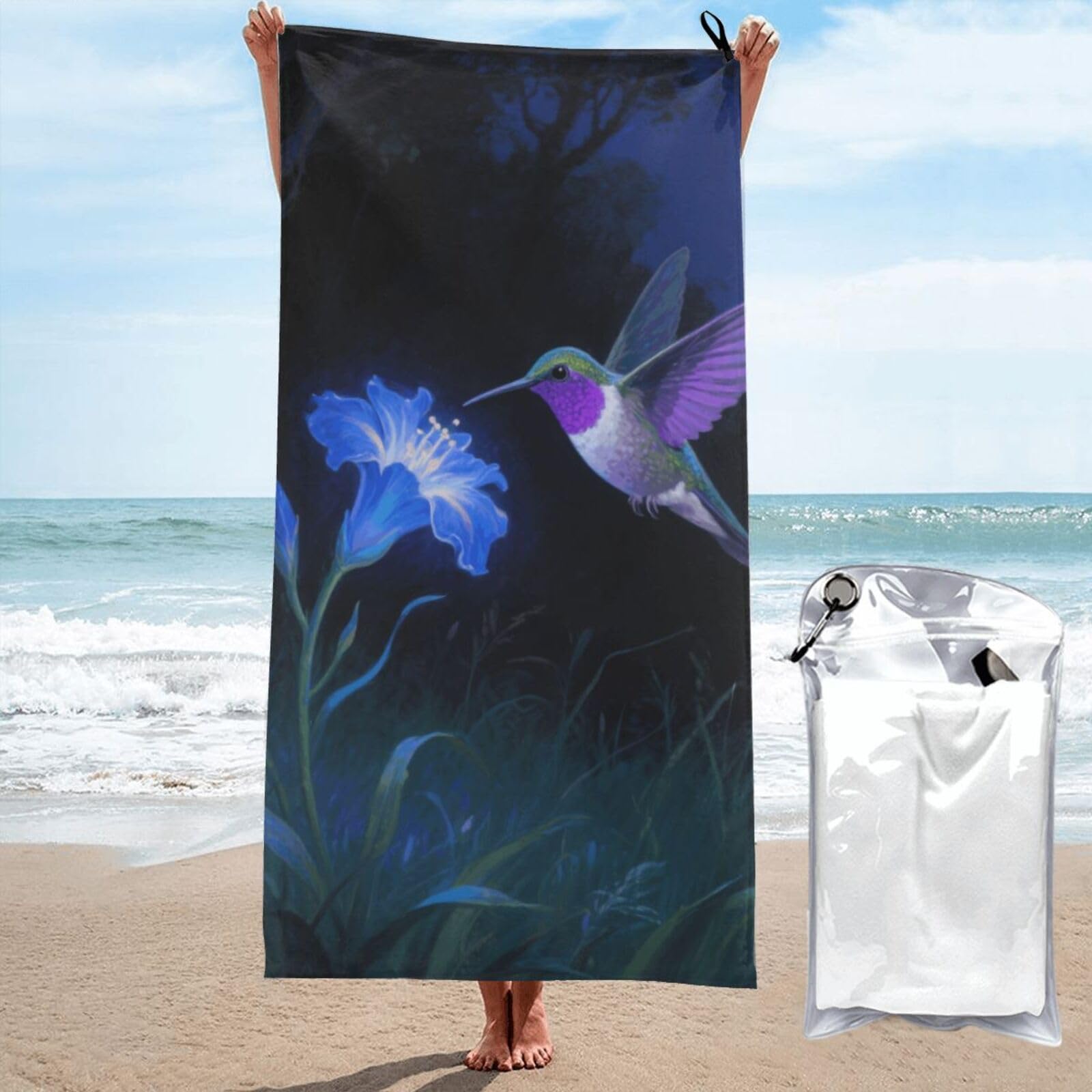 LMNGH Hummingbird Bath Towel Super Absorbent Quick Dry Bathroom Towel Sand Free Microfiber Beach Towels for Bathroom, Gym, Spa and Hotel Towel 27.5"x55"