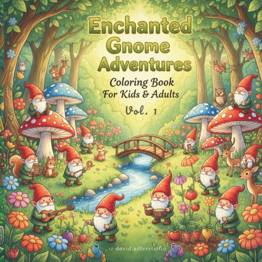 Enchanted Gnome Adventures Coloring Book for Kids and Adults: Magical Forest Fantasy Coloring Book with Cute Gnomes for Relaxation and Creativity