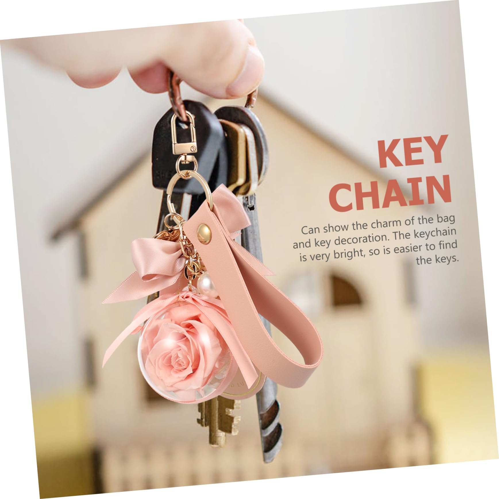BESPORTBLE Llavero Flor Preservada Rosas Llaveros Señoras Artesanía Rosa Llavero Cadena Rosa Accesorios Precioso Llavero Lindos Llaveros Para Mujer Llavero Con Diseño De Rosas Paño