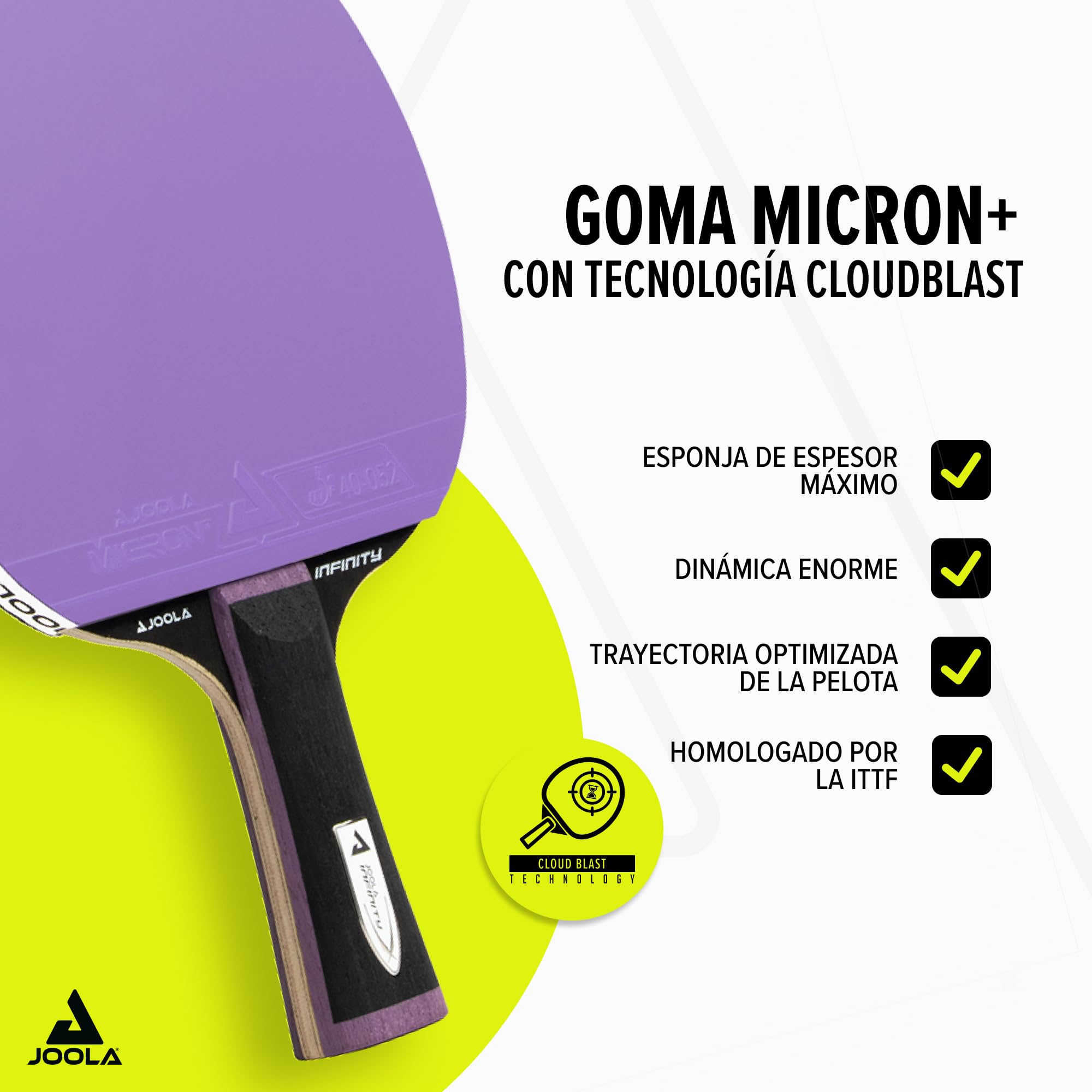 JOOLA Raqueta de tenis de mesa White Infinity Carbon – Raqueta profesional con almohadillas Micron+
