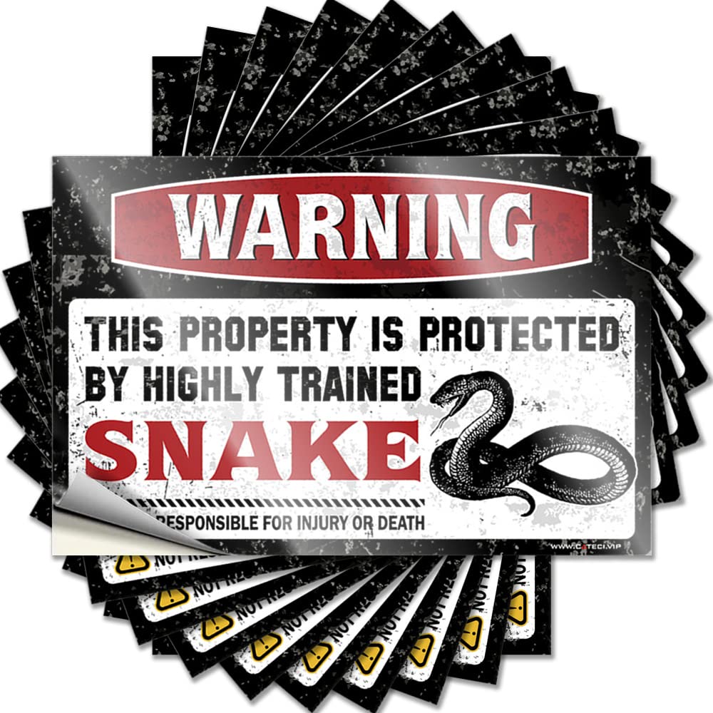 Stickers Bumper Outdoor Vinyl Room for Bedroom Warning This Property is Protected By A Highly Trained Snake Long Lasting Peel and Stick Wall Decor(6X9CM-10Pcs)