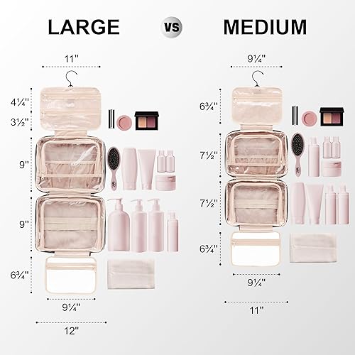 Miniatura 6 de Everfun Neceser colgante de viaje para mujeres que viajan con compartimento a prueba de fugas, organizador de cosméticos de maquillaje, kit de