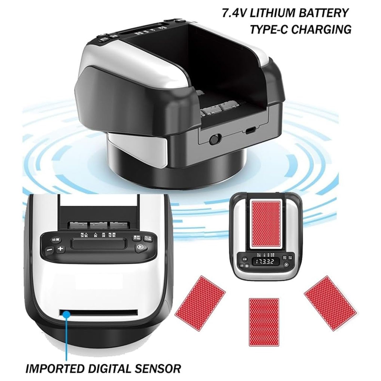 Mélangeur de cartes automatique et distributeur de cartes, distributeur et mélangeur de cartes à rotation à 360 degrés, rechargeable