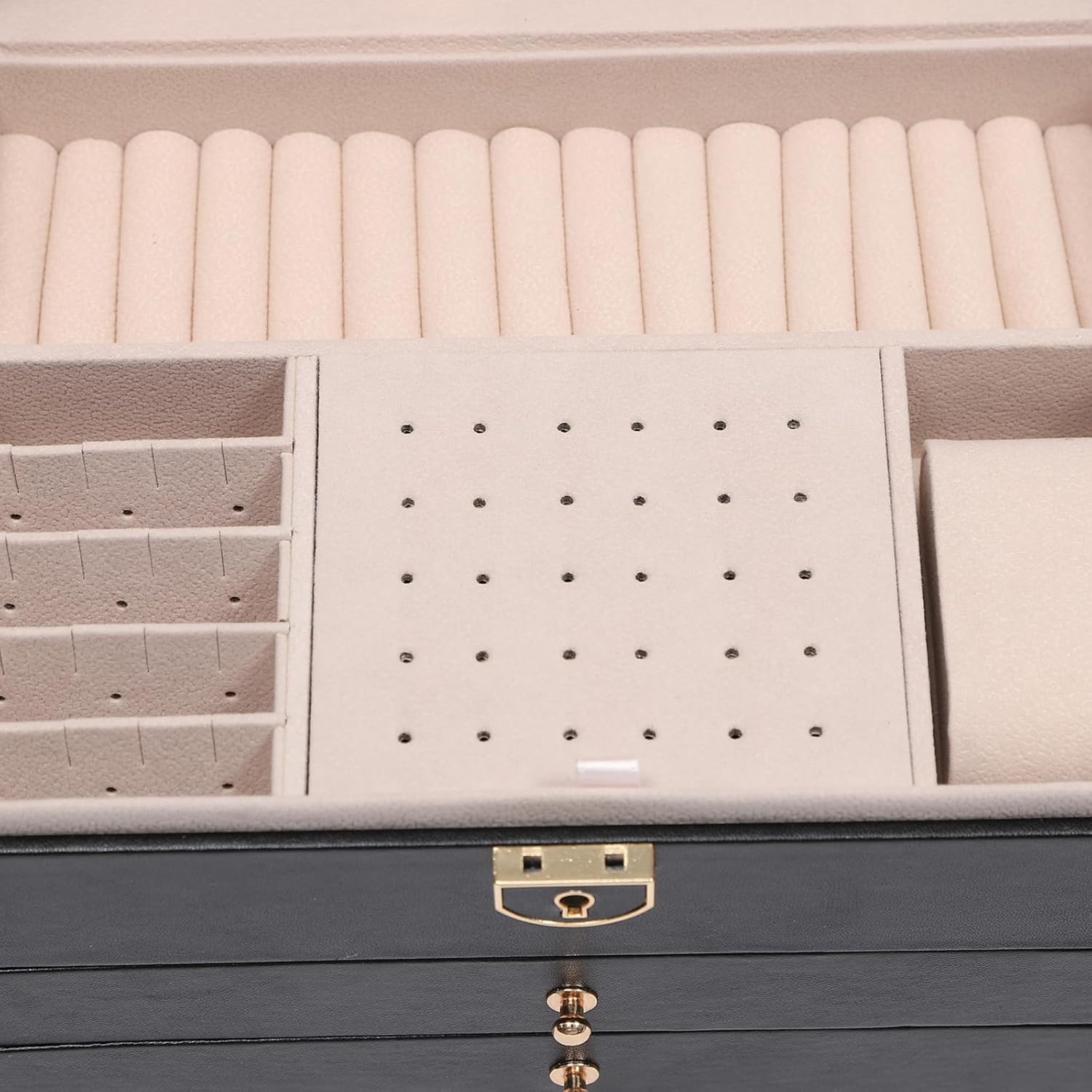 Vintage Jewelry Box Fit Women, Necklace Organizer Box, Wooden Display Case For Storage Jewellery (3-Tier，Black)