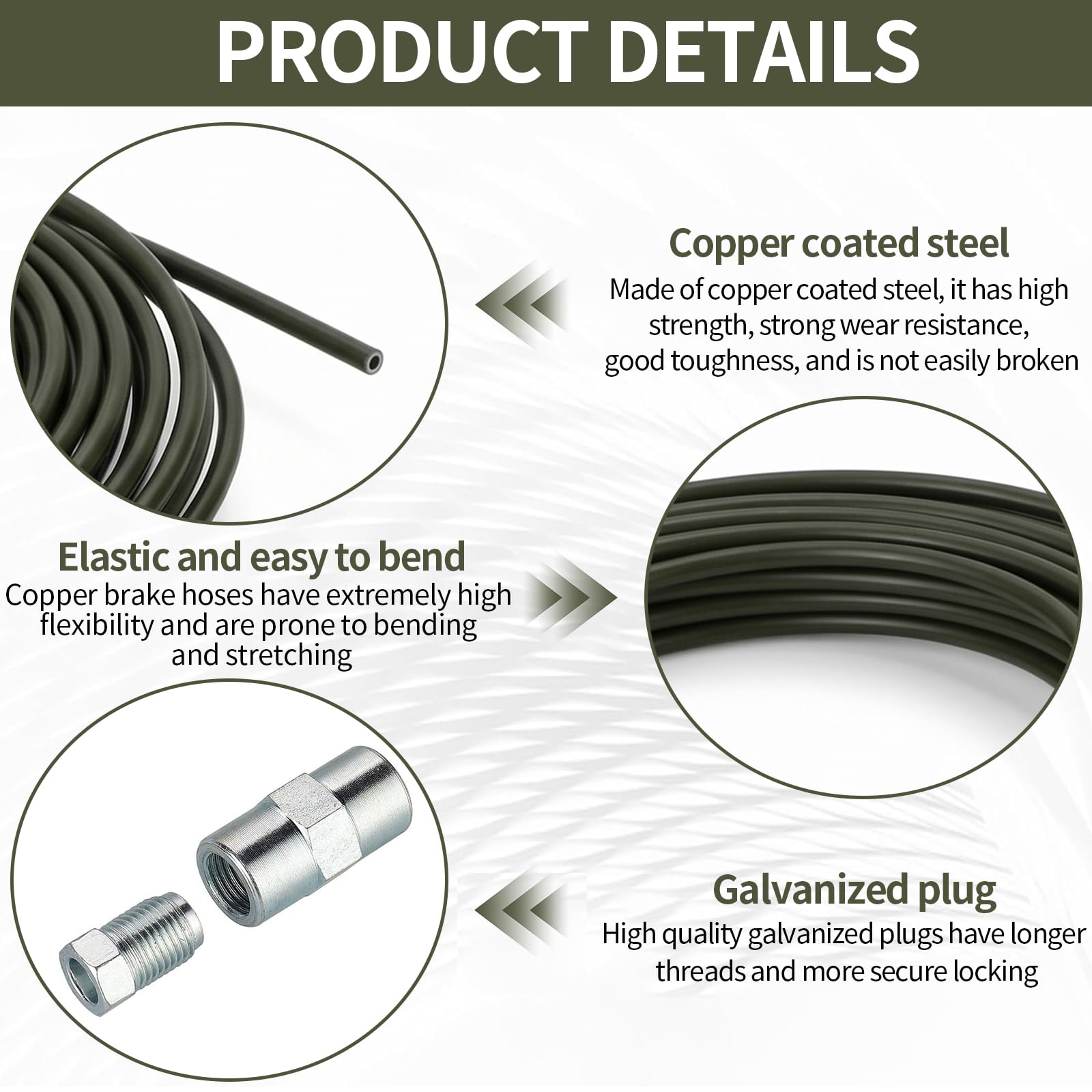 5 m Bremsleitung Set, 3/16 Zoll Bremsleitungssatz Ø 4,75mm 20 Schrauben und 10 Verbinder für Bördelgerät