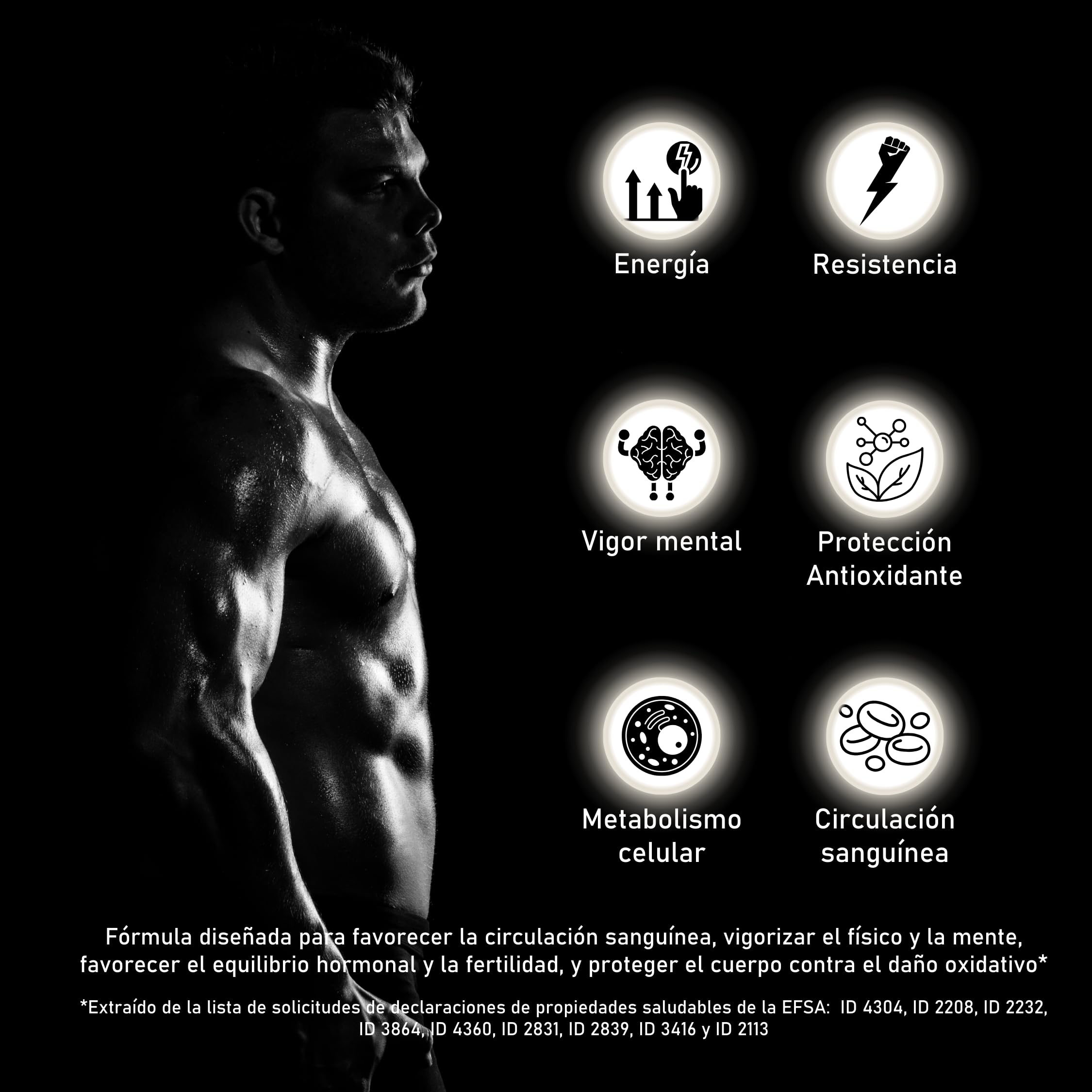 Complejo Altamente Concentrado con Maca, Tribulus, Fenogreco, Ginkgo, Co-Q10, Piperina. Fuerza + Resistencia + Energía. Pre-entreno. 60 capsulas veganas - ALPHA