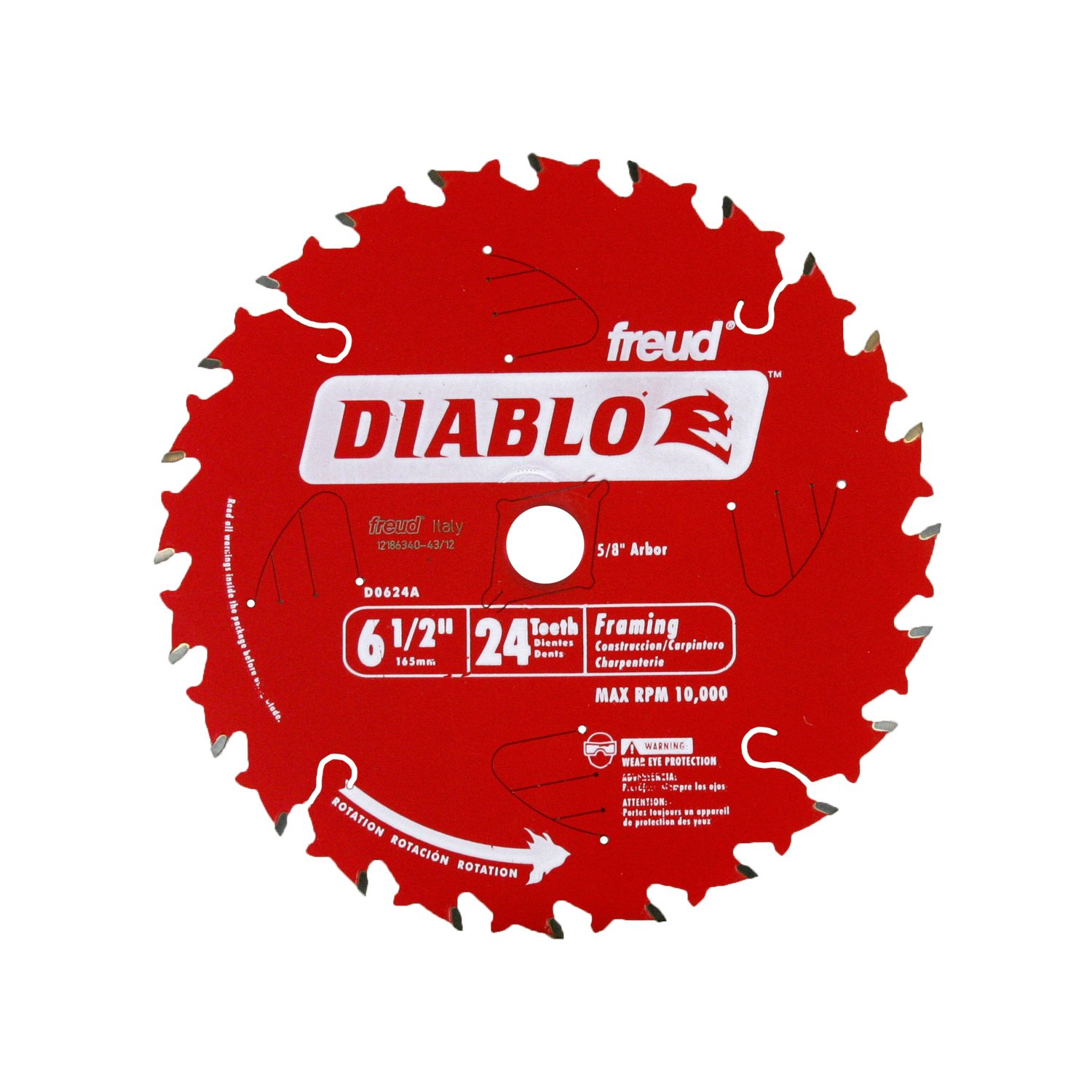 Freud Diablo D0624A 6-1/2" 24T Diablo Circular Saw Framing Blade